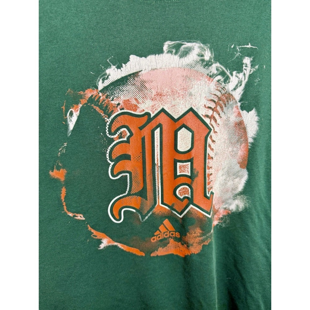 Miami Hurricanes Adidas Green Climalite Performance Baseball T-Shirt Size XL - Picture 4 of 9